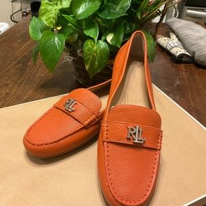 NWOT Ralph Lauren Orange Leather Loafers